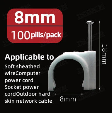 100pcs 6mm Round Steel Nail Cable Wire Wall Hanging Screw Clips Cable Clip For RG59 RG6 White High Quality Low Price Favorable
