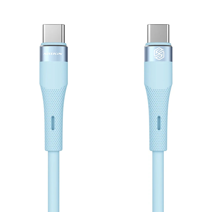 NILLKIN PD 60W USB C Cable Type C To Type C Fast Charging Cable For Samsung Xiaomi Huawei POCO liquid Silicone Cable Blue