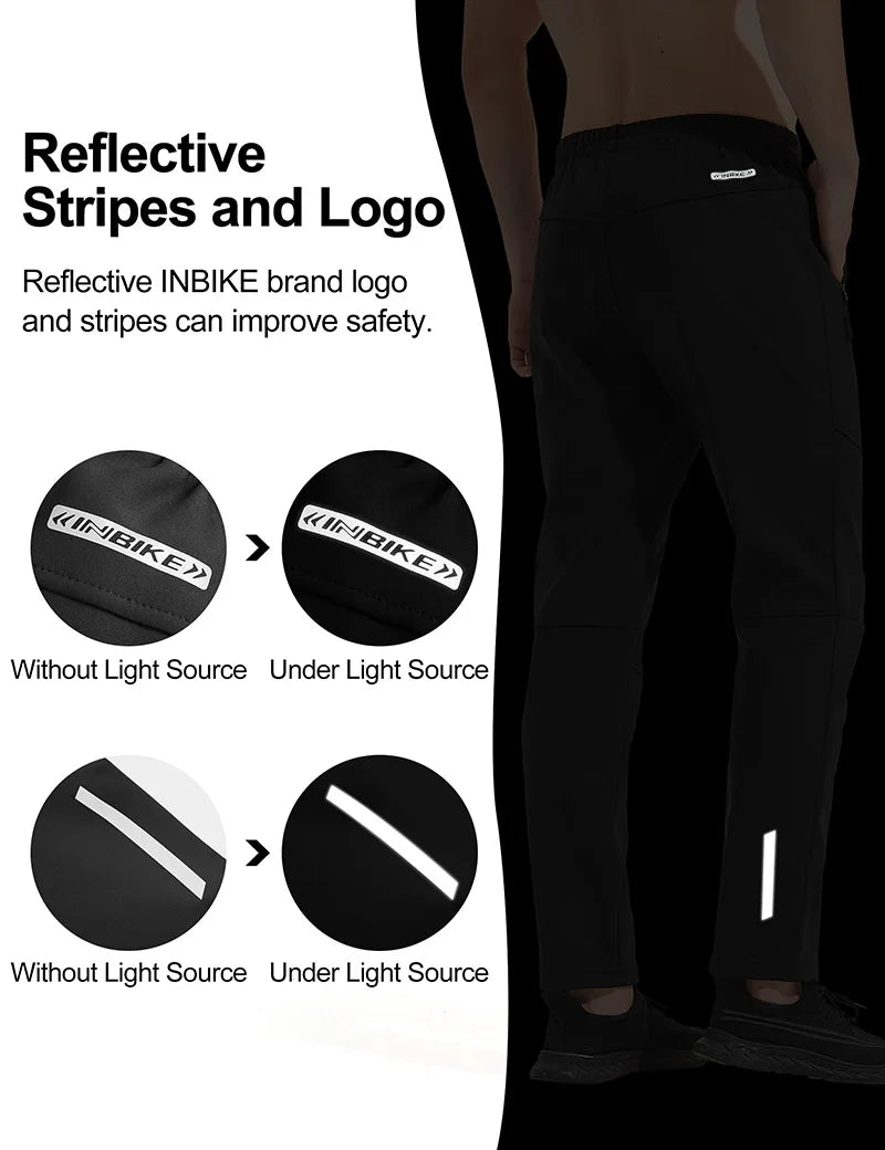 INBIKE Winter Cycling Pants Men Thermal Fleece Bicycle Leggings Windproof Outdoor Biker Riding Pants Tights MTB Cycling Clothing