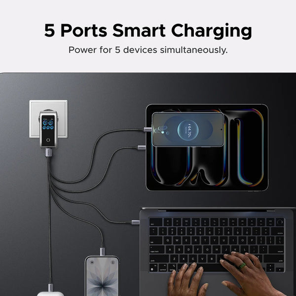 UGREEN 100W GaN Charger With Smart Display QC4.0 PD 3.0 USB C Charger For MacbookPro Laptop iPhone 18 17 Pro iPad Tablet Samsung
