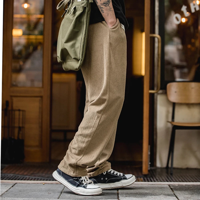 ខោ Maden Workwear បែប Retro ប៉ាក់ចង្កេះយឺត ខោកីឡា ខោជើងវែងបុរស រដូវស្លឹកឈើជ្រុះ