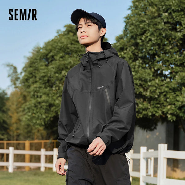 អាវក្រៅបុរស Semir ការពារទឹកជ្រាប ការពារខ្យល់ ធន់នឹងស្នាមប្រឡាក់ មានមួក អាវក្រៅដៃវែងសម្រាប់ពាក់ក្រៅក្រៅសម្រាប់ធ្វើដំណើរ ឆ្នាំ២០២៦