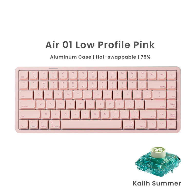 Akko Air 01 Mechanical Keyboard 75% 84-Key Mac Layout Custom Low Profile Hot-swappable RGB Tri-mode Keyboard Gasket Aluminum