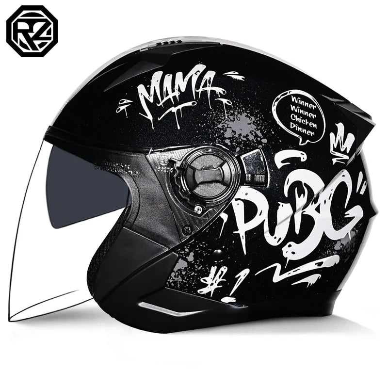 ORZ Motorcycle half Helmets Dual Lens Scooter Moto Helmet Casco village Riding capacete de moto motocross Helmets