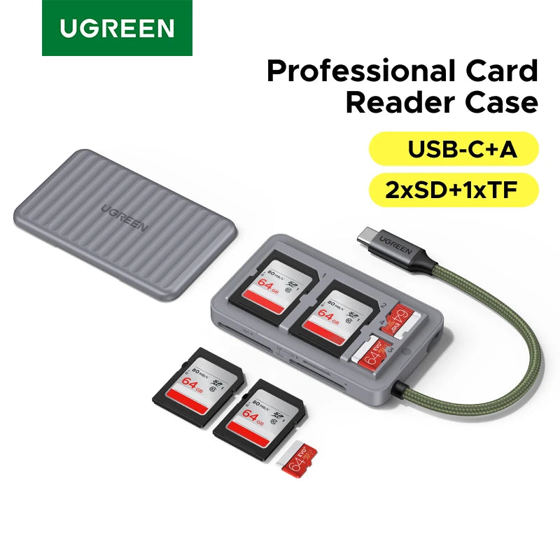 UGREEN USB-C Card Reader Storage Case SD/TF/MicroSD Card for Phone PC Laptop Accessories Smart Memory Cardreader SD Card Adapter