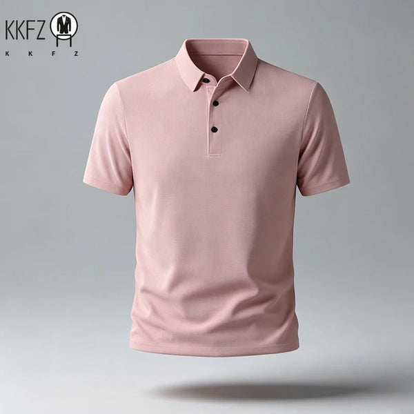 Men Regular Fit Short Sleeve Polo Shirt Lapel Collar Skin���Friendly Fabric For Street Style And Office Daily Commute Scenes