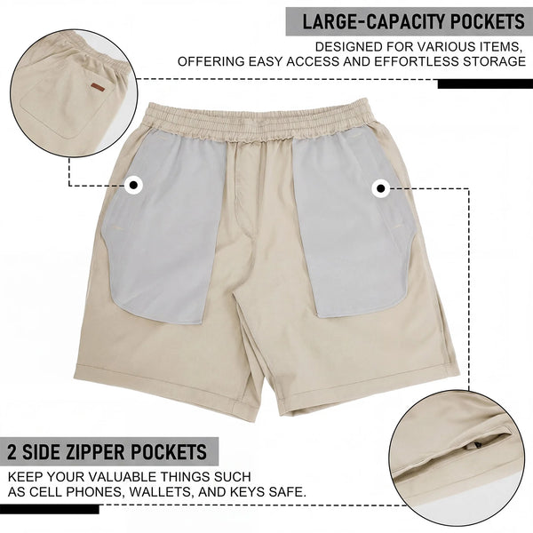 TACVASEN Men's Casual Shorts 7 Inch Inseam Elastic Waist Summer Athletic Shorts With Zipper Pockets Outdoor Daily Shorts