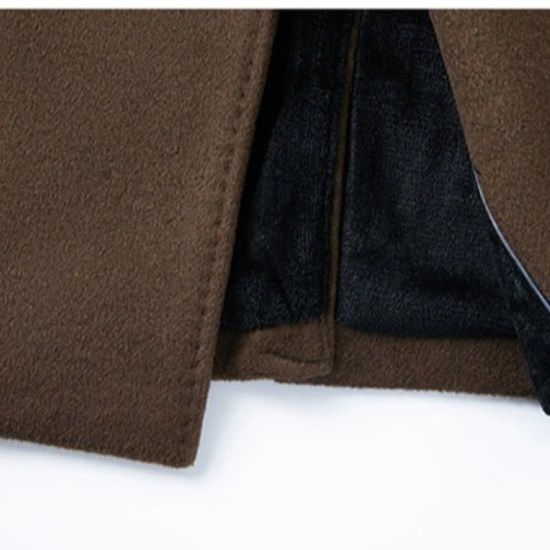 Men's Long Wool Overcoat, 52.3% Wool Light Luxury, Slim Fit, Coffee Brown Gray Black Business Fashion