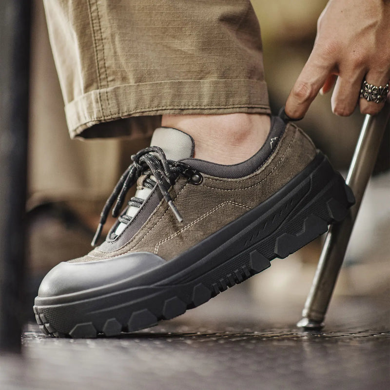 ស្បែកជើង Maden Retro Outdoor Hiking Chunky Sole ស្បែកជើងបង្កើនកម្ពស់ ស្បែកជើងកីឡា ស្បែកជើងប៉ាតាចងខ្សែ ស្បែកជើងក្តៅធម្មតាសម្រាប់រដូវស្លឹកឈើជ្រុះ រដូវរងា