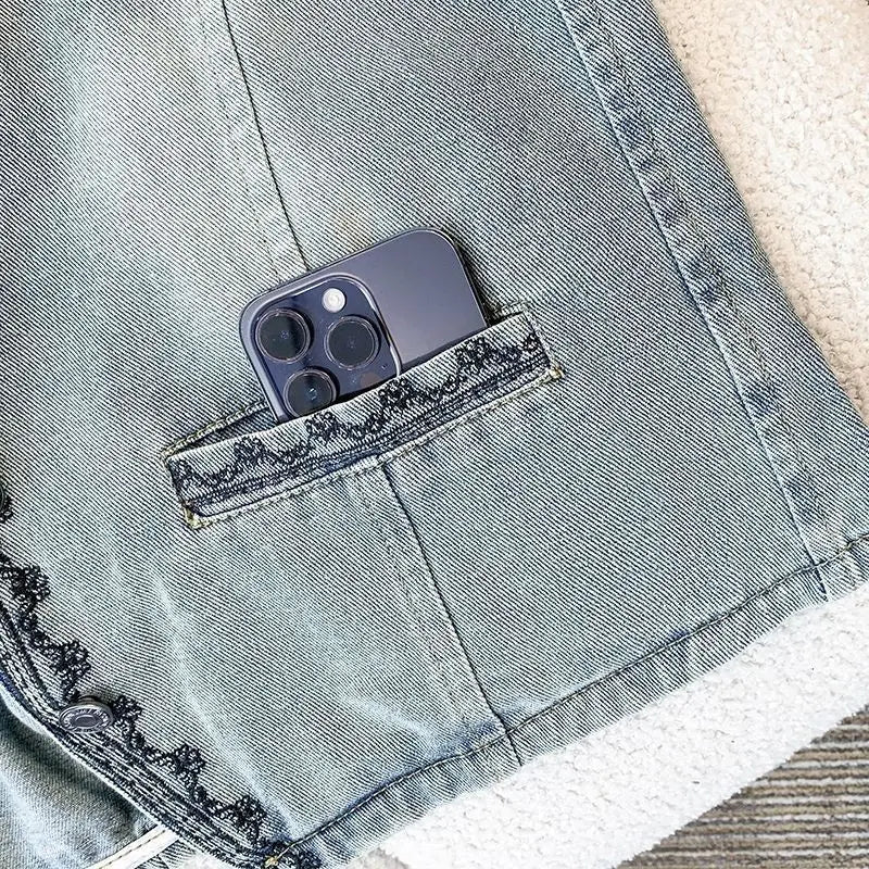 Denim Vest Spring and Autumn Fashion Retro Embroidered Vests Jackets Versatile Sleeveless Top Women Waistcoat Chalecos Mujer