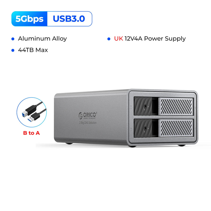 ORICO 3.5"USB3.0 5Gbps HDD Docking Station Aluminum With 150W Power Cooling Fan for Personal 5Bay DAS Solution (Standard) Series