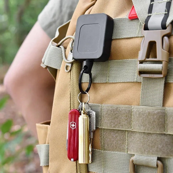 1pc Stainless Steel Rope Back Clip Key Chain Anti-theft Keychain Easy To Pull Telescopic Buckle Key Ring High Rebound Keyring