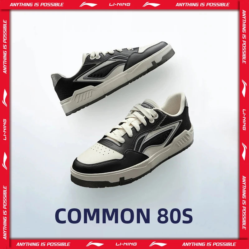 ស្បែកជើងបុរស Li-Ning COMMON 80S Lifestyle ស្បែកជើងកីឡាបែបបុរាណ ងាយស្រួលពាក់ ស្បែកជើងកីឡាបែប LiNing បែបបុរាណ AGCW037