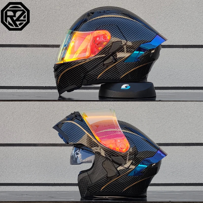 ORZ-991 unisex modular flip top motorcycle helmet, ABS shell with dual sun visors, DOT standard full face travel helmet