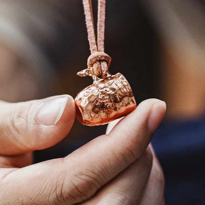 Maden Vintage Hand-Hammered Red Copper Engraved Pendant Unisex Necklace Versatile Jewelry Accessory Perfect Birthday Daily Gifts