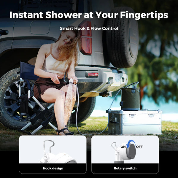 FLEXTAIL TINY SHOWER - Outdoor Camping Shower Portable Electric Shower Pump IPX7 Waterproof for Outdoor and Home Cleaning