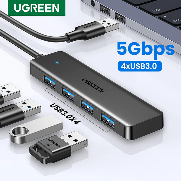 UGREEN USB 3.0 HUB 4 រន្ធ USB-C HUB ស្ដើងសម្រាប់ Mouse Keyboard ឆបគ្នាជាមួយ MacBook Pro Air Laptop Desktop PC Xbox PS5 Splitter