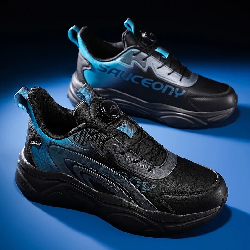 Men's Rotating button casual sneakers spring summer breathable light racing outdoor running shoes soft sole speed sports shoes