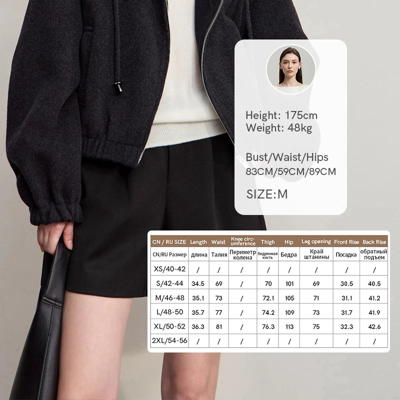 AMII Women's Shorts 2026 Winter New Solid Color Versatile Casual Shorts Women's Knitting Loose A-line Ladies Clothing 12524059