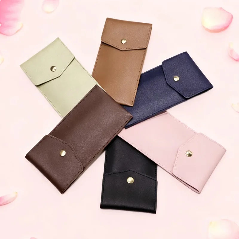 1pc PU Leather Pencil Case Storage Bag,Glasses Portable Stationery Bag Large-capacity  Business Office Pen Storage Bag.