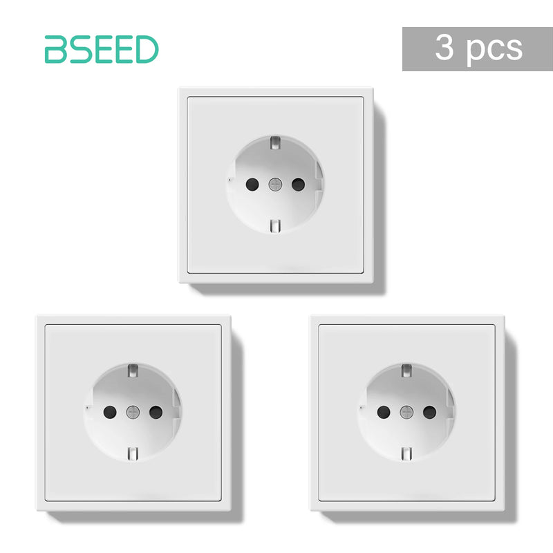 BSEED E Series 10 Value Pack Single Wall Power Socket Electrical Outlets Bulk Set White Black Plastic Frame Wall Plugs for Home