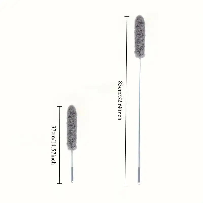 47" Extendable Microfiber Duster Pole - Bendable Stainless Steel Brush for Ceiling/Furniture/Car, Washable & No Power Needed