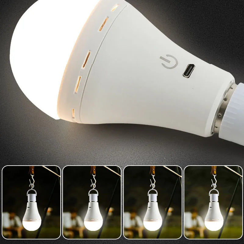 អំពូលភ្លើង E27 RGB ពណ៌ប៉ះ USB អាចសាកបាន អំពូលចល័ត អំពូលសង្គ្រោះបន្ទាន់ ភ្លើងពេលយប់សម្រាប់បន្ទប់ទទួលភ្ញៀវបោះតង់