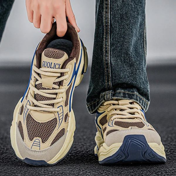 Chunky Sneakers Four Seasons Men's Breathable lightweight Soft Sole anti Slip Running Shoes Fashion Students Speed Sports Shoes