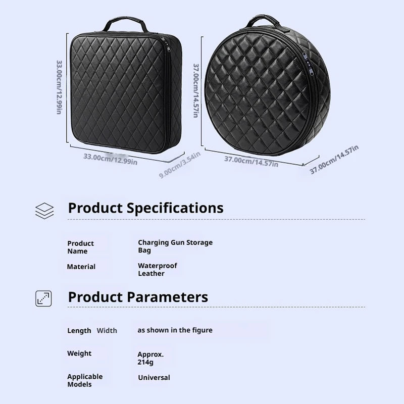 SEAMETAL Electric Car Charger Box Waterproof Car Rechargeable Gun Organizer Tool Storage Bag Handbag for Car Charging Cable Case
