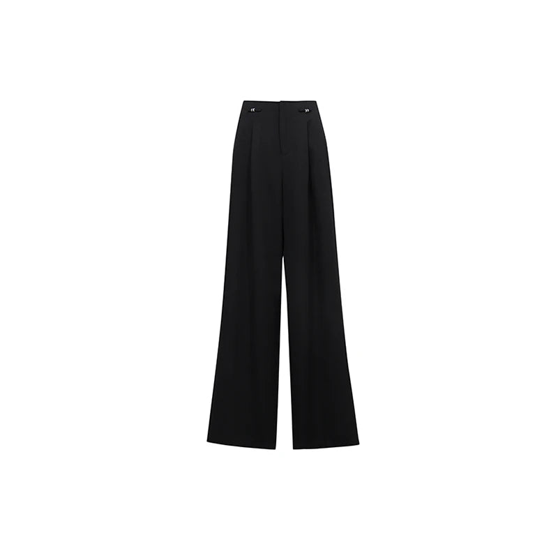 Amii Woman Wide Leg Pants 2026 Summer New Loose Casual Beaded Trousers Office Lady Solid Versatile Long Pants for Women 12622068