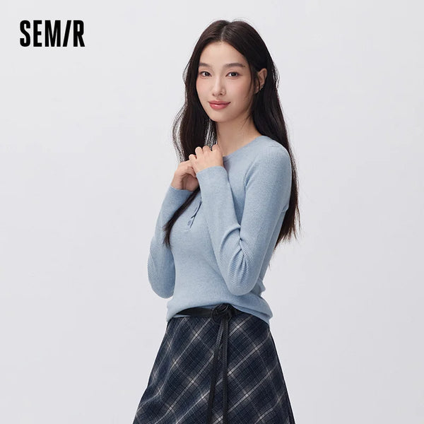 អាវយឺតប៉ាក់ Semir សម្រាប់នារី មានភាពកក់ក្តៅ ប្រឆាំងបាក់តេរី ប្រឆាំងឋិតិវន្ត ពាក់កណ្ដាលស្ដើង ងាយស្រួលប្រើ ពាក់ប្រចាំថ្ងៃរដូវរងាថ្មីឆ្នាំ 2026