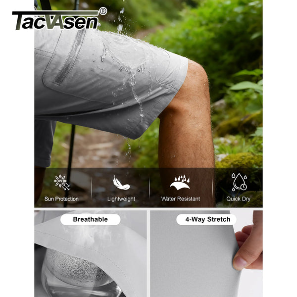 TACVASEN UPF 50+ Hiking Cargo Shorts with 7 Pockets Men 9" Quick Dry Lightweight Nylon Shorts Outdoor Work Shorts Fishing Casual