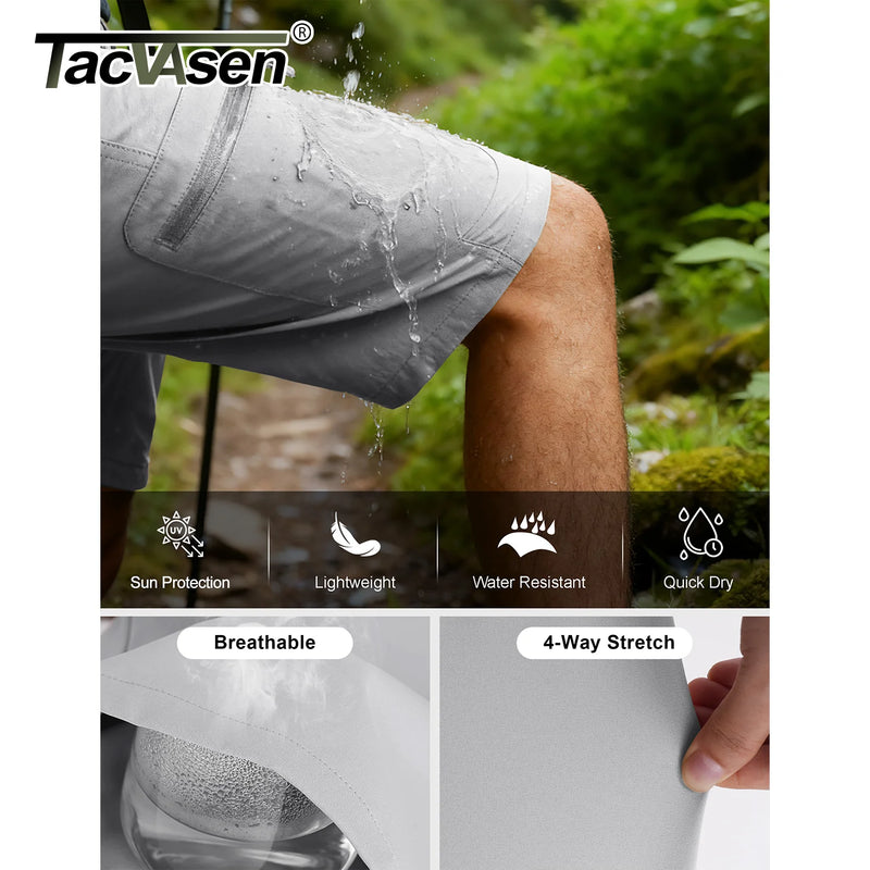 TACVASEN UPF 50+ Hiking Cargo Shorts with 7 Pockets Men 9" Quick Dry Lightweight Nylon Shorts Outdoor Work Shorts Fishing Casual