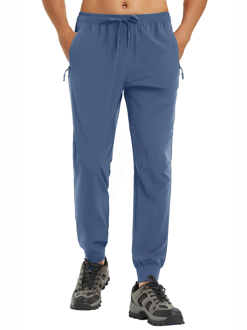 TACVASEN Men's Lightweight Waterproof Athletic Joggers Zipper Pockets Quick Dry Track Running Pants Gym Sweatpants Workout Golf
