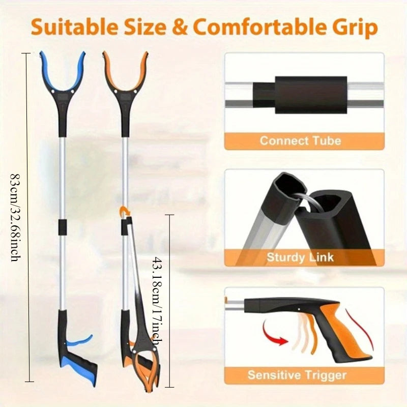 32-Inch Heavy Duty Garbage Grabber with 360° Rotating Clamp - Lightweight, Ideal for Seniors & Outdoor Use, laugage foldable