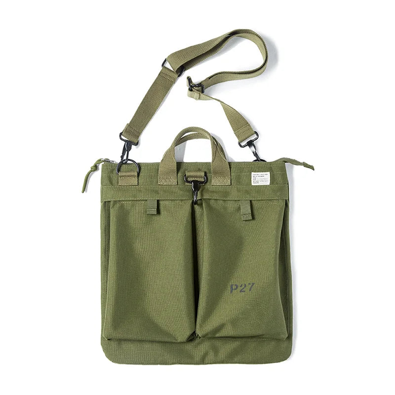 កាបូប Maden Men's Flyers Helmet Canvas Bag ទំហំធំ កាបូបស្ពាយចំហៀង កាបូបស្ពាយចំហៀង កាបូបស្ពាយសម្រាប់កុំព្យូទ័រ ថេប្លេត