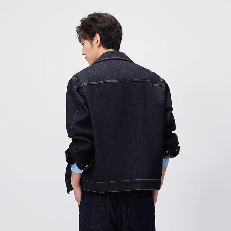 Semir Unisex Jacket Denim Retro Lapel Classic Workwear Loose Casual Style Autumn Outerwear Urban Daily Wear 2026