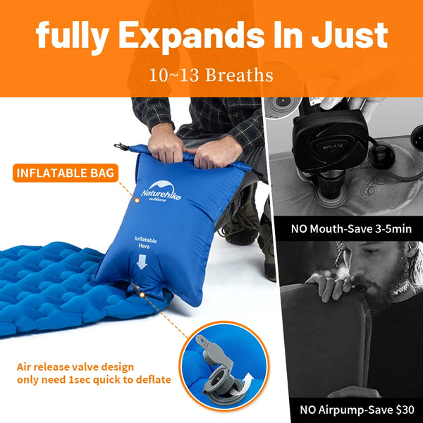 Naturehike Camping Mat Ultralight Sleeping Pad Outdoor Air Mat Portable Camping Folding Bed Beach Travel Inflatable Mattress