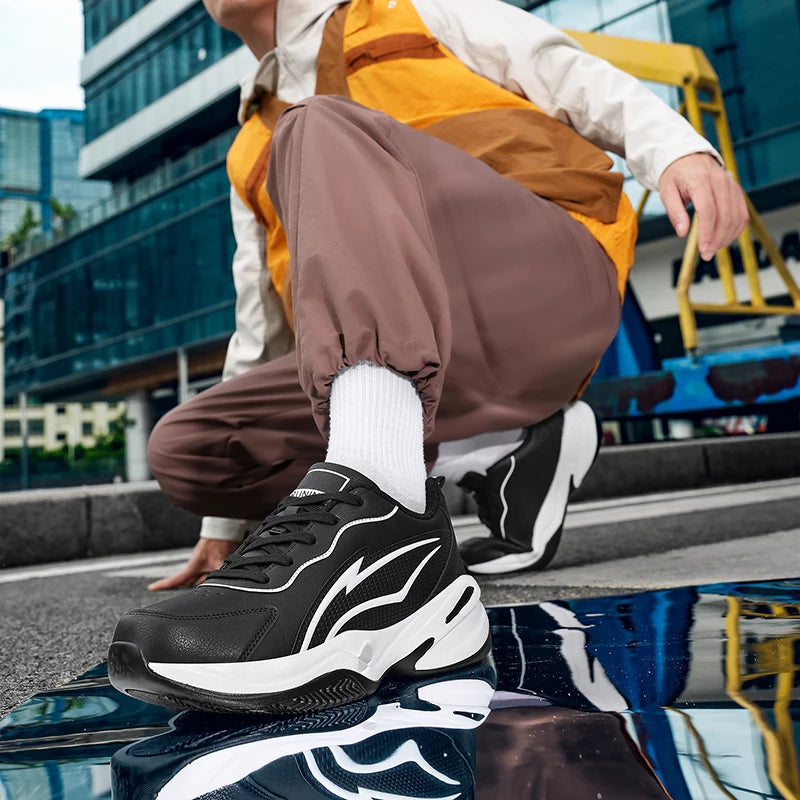 Men's casual racing sports shoes four seasons non-slip outdoor running shoes students plus size breathable light speed sneakers