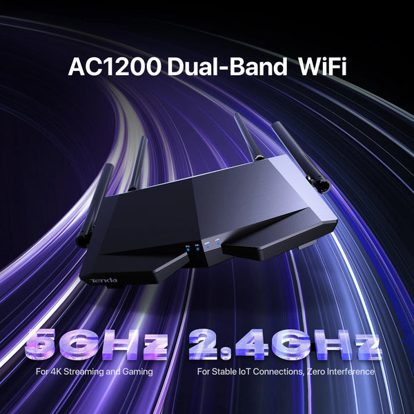 រ៉ោតទ័រវ៉ាយហ្វាយ Tenda AC6 ជំនាន់សកល AC1200 អ៊ីនធឺណិតឥតខ្សែល្បឿនលឿន 5GHz MU-MIMO Beamforming គម្របជួរវែង ថ្មីដើម