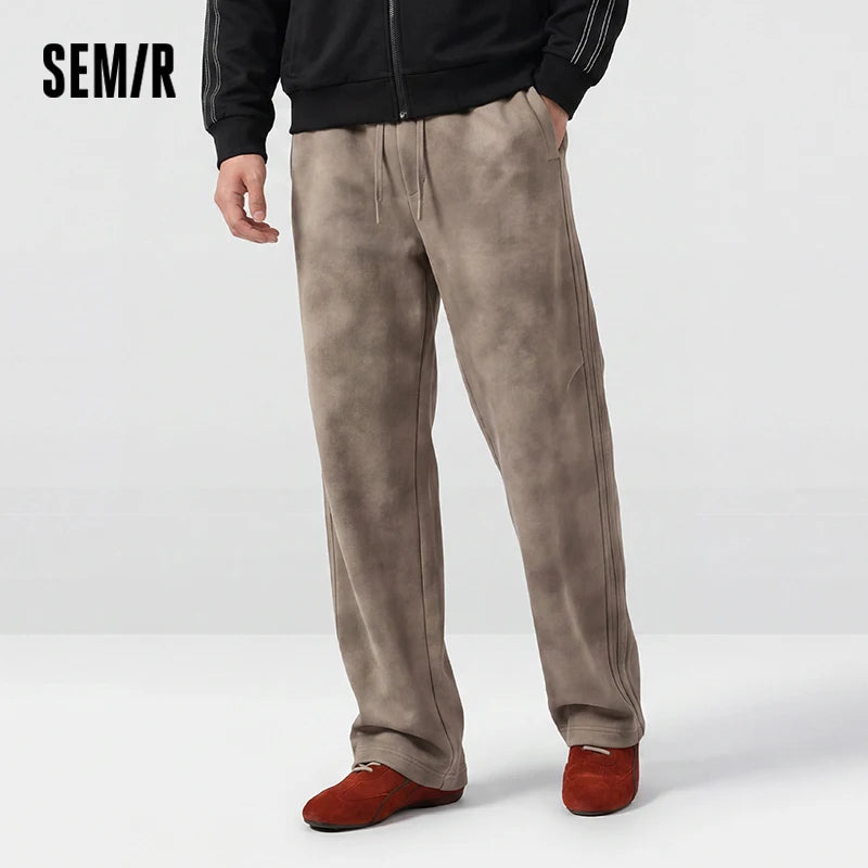 Semir Men Pants Washed Loose Straight Drapey Knit Street Casual Style Trendy Autumn Trousers Urban Daily Wear 2026