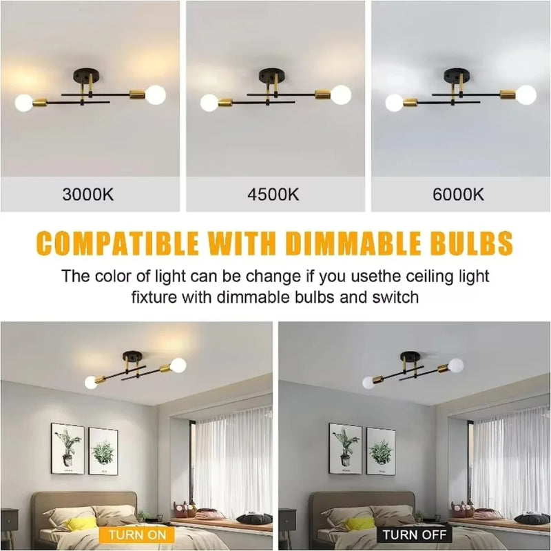 JOYINLED 2-light Simple Decoration Modern Chandeliers Ceiling Lamp Flush Mounted Indoor Room Lights Ceiling Chandelier