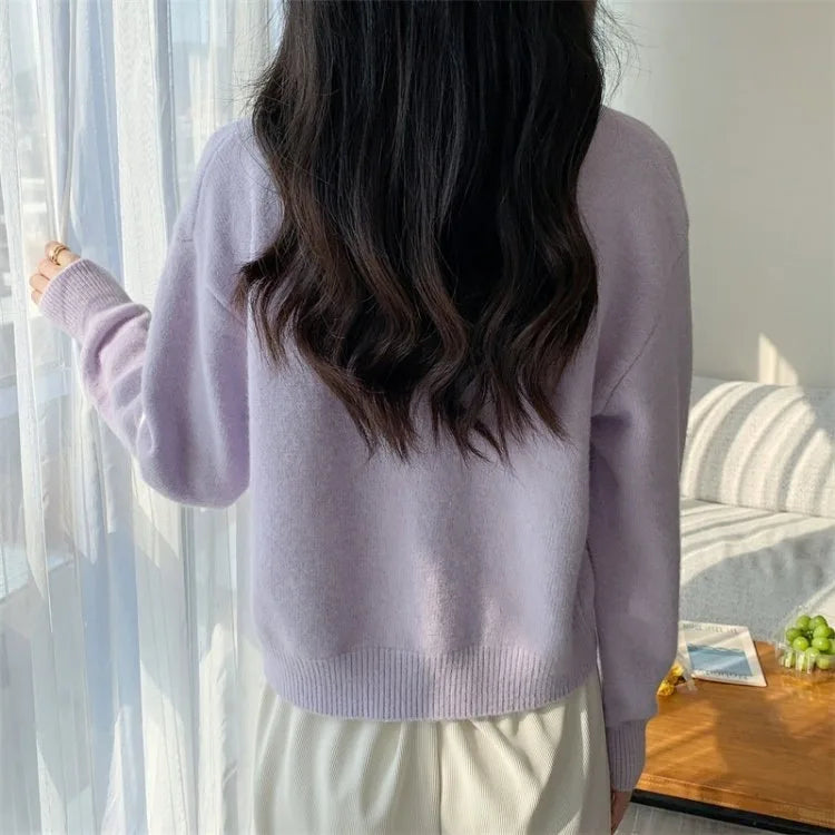Gentle Sweet Autumn Winter Sweater Women's Flower Beaded Knitted Cardigan Long Sleeve Top Casual Warm Ladies Knitwears Coat
