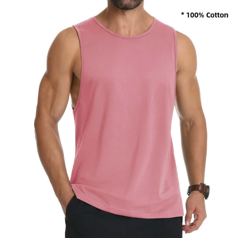 TACVASEN Cotton Fitness Wide-Armhole Muscle TANK TOPS Sleeveless T-shirts Mens Gym Workout Trainning Vests Casual Tee Shirt Tops