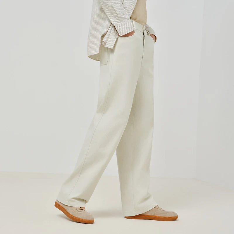 Semir Fleece Pants Men Solid Color Versatile Cargo Pants Elastic Waist Loose Straight Leg Trendy 2026 Winter Casual Wear