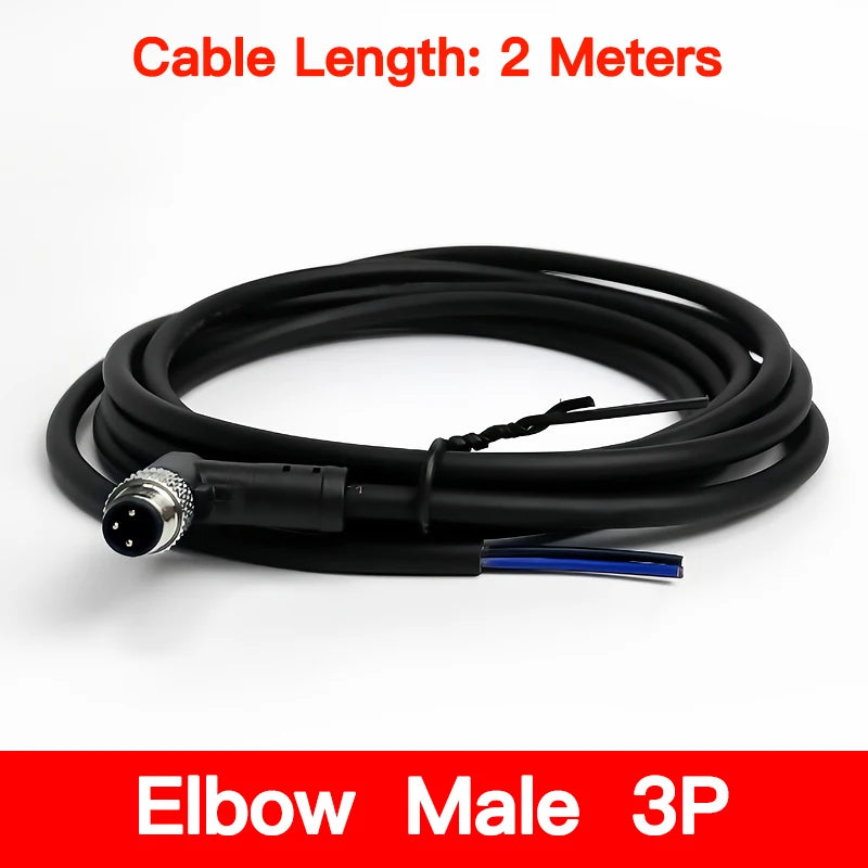 2Meters Waterproof M8 Sensor Connector, Male & Female 3/4/5/6/8 Pin, Integrated Injection Molding Industrial Cable Plug