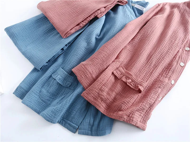Spring Autumn Sleeping Pajamas Women's Long Sleeve Pants Sleepwear Suit Pure Cotton Home Clothes Casual Pijama Mujer Female Set