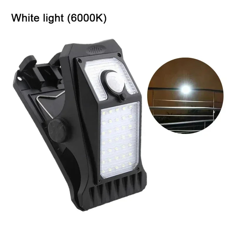 ភ្លើងបំភ្លឺផ្លូវ LED ដើរដោយថាមពលព្រះអាទិត្យ ភ្លើងចាប់សញ្ញាចលនា ភ្លើងសម្រាប់បោះតង់ ការពារទឹក IP65 សម្រាប់របង ជញ្ជាំង រានហាល តង់ រានហាល