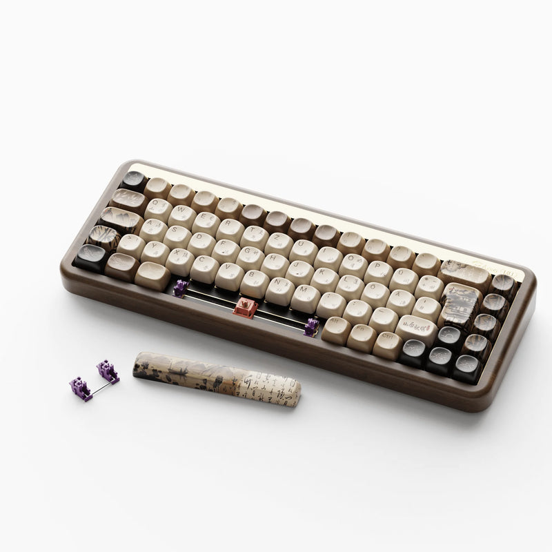 Akko MU01 Mountain Seclusion Wooden Mechanical Keyboard ISO-UK/DE Layout RGB Hot Swap BT/2.4G Wireless & Wired Gaming Keyboard