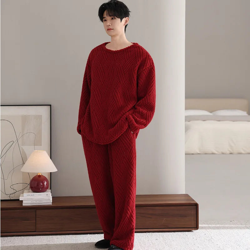 Pajama Woman Winter Flannel Thicken Warm Sleepwear Set New Hot Velvet Home Clothes Casual Women's Pyjamas Suit Couple Pijamas